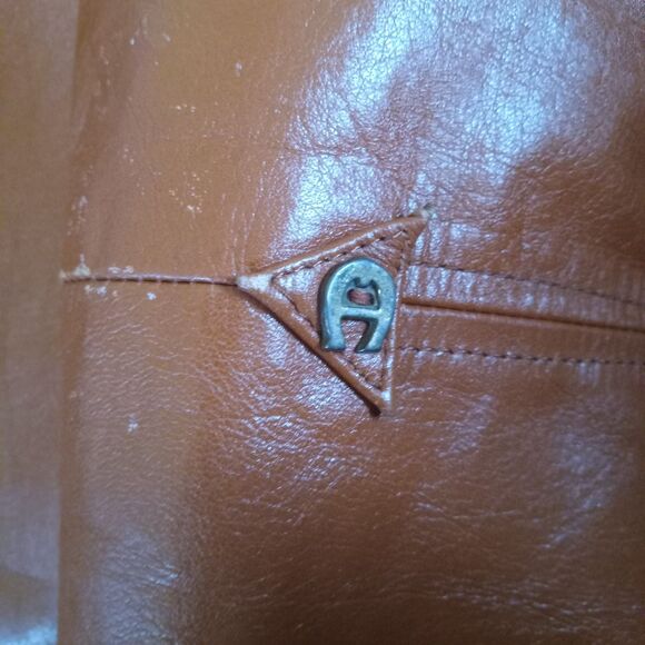 Etienne Aigner Size 10 Vintage Leather Jacket Coat Women's Camel Brown - Picture 13 of 14